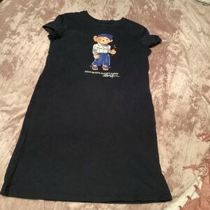 Polo Ralph Lauren Kids Navy T-Shirt Dress with Bear Design sz XL 16